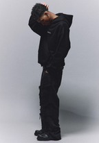 ANTIDOTE Patchwork Leather Embroidered Hoodie