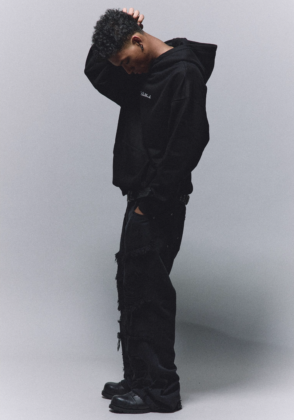 ANTIDOTE Patchwork Leather Embroidered Hoodie
