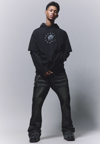 ANTIDOTE Washed Print Fake Two Piece Hoodie