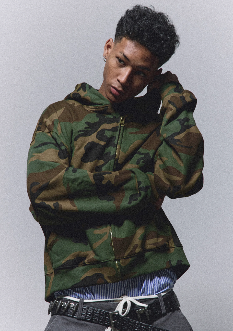 ANTIDOTE Camouflage Printed Zip Up Hoodie