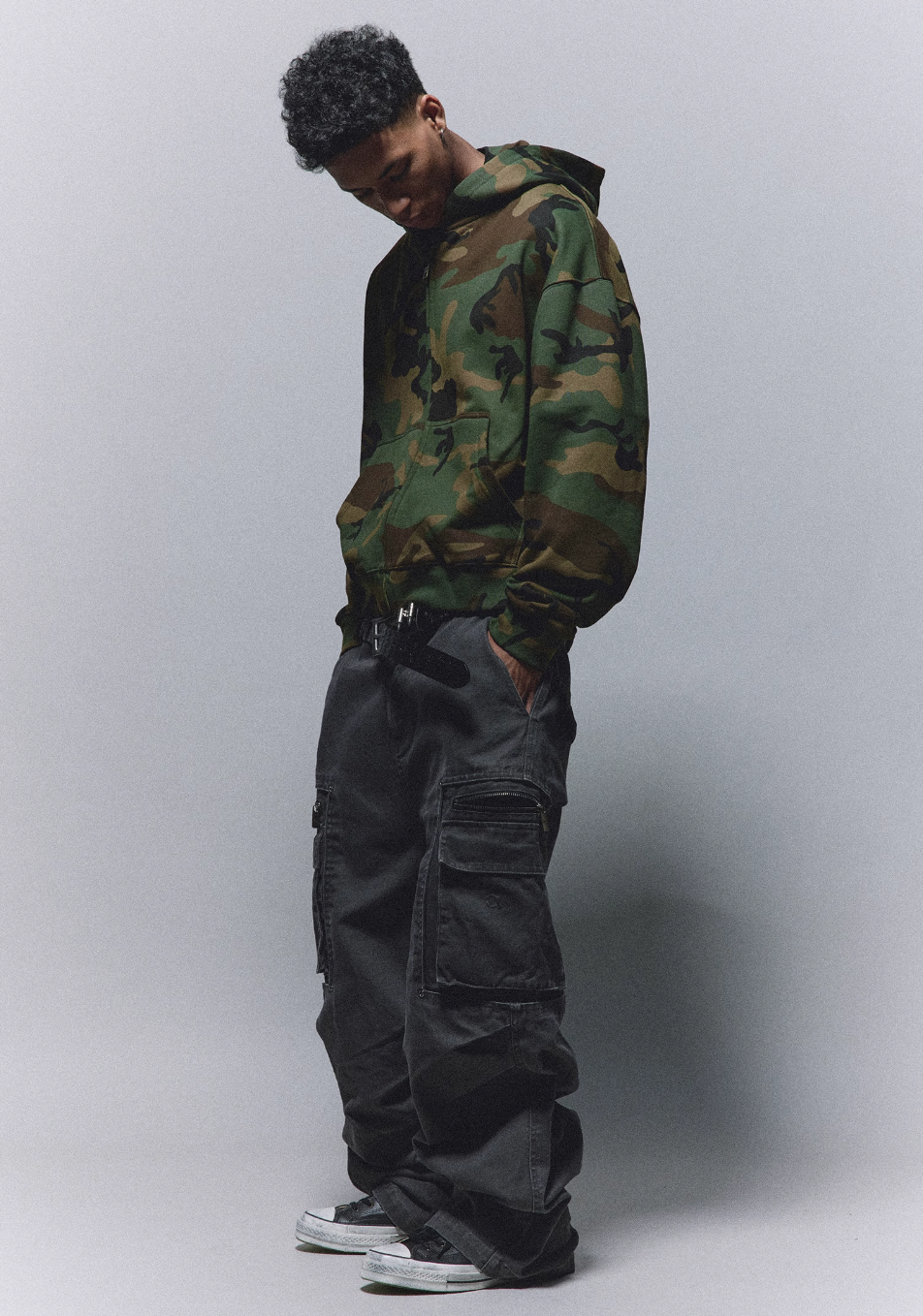 ANTIDOTE Camouflage Printed Zip Up Hoodie