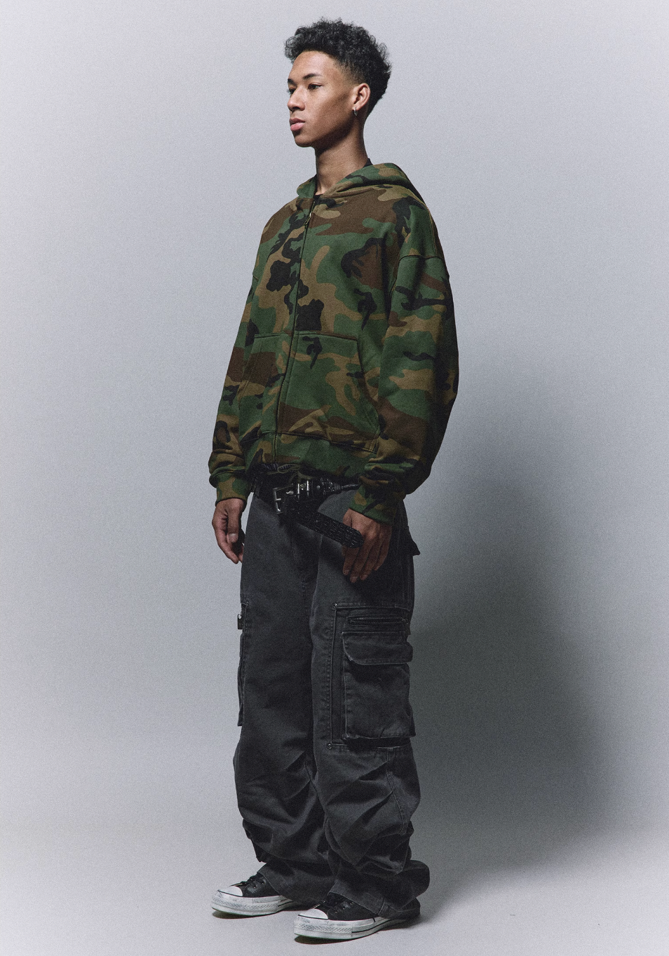 ANTIDOTE Camouflage Printed Zip Up Hoodie