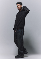 ANTIDOTE Washed Destruction Zip Up Knit Hoodie