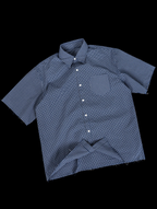 ANTIDOTE Plaid Lettering Print Short Sleeved Shirt