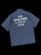 ANTIDOTE Plaid Lettering Print Short Sleeved Shirt