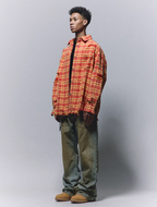 ANTIDOTE Destroyed Studded Plaid Long Sleeve Shirt