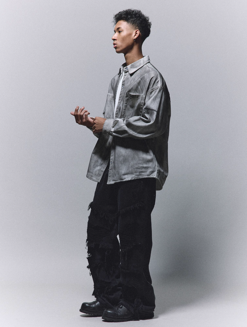 ANTIDOTE Gradient Washed Dye Long Sleeve Denim Shirt