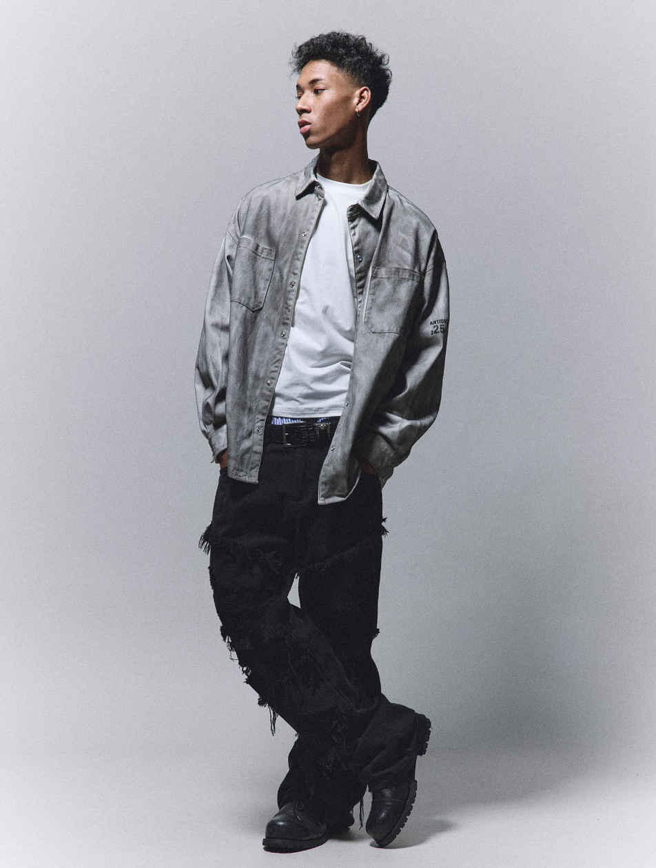 ANTIDOTE Gradient Washed Dye Long Sleeve Denim Shirt