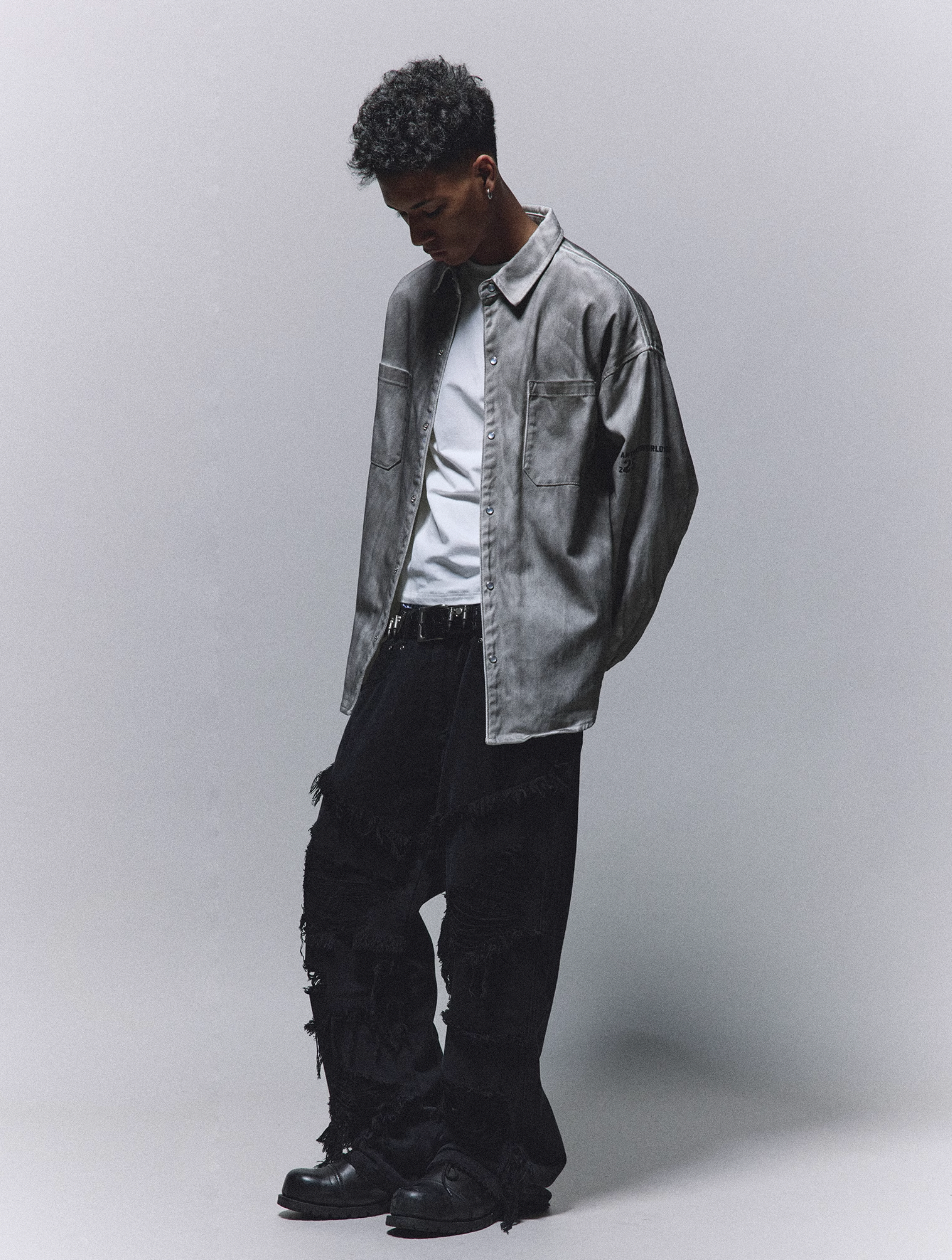 ANTIDOTE Gradient Washed Dye Long Sleeve Denim Shirt