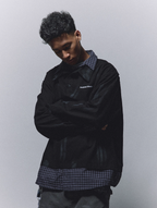 ANTIDOTE Fake Two Piece Plaid Patchwork Long Sleeve Shirt