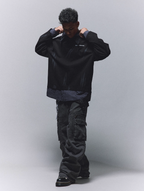 ANTIDOTE Fake Two Piece Plaid Patchwork Long Sleeve Shirt