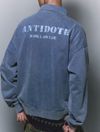 ANTIDOTE Badge Printed Washed Polo Sweatshirt