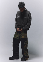 ANTIDOTE Badge Printed Washed Polo Sweatshirt
