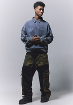 ANTIDOTE Badge Printed Washed Polo Sweatshirt