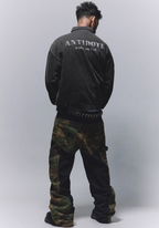 ANTIDOTE Badge Printed Washed Polo Sweatshirt
