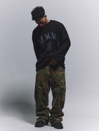 ANTIDOTE Hole Breaking Badge Printed Knit Sweater