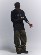 ANTIDOTE Hole Breaking Badge Printed Knit Sweater