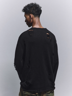 ANTIDOTE Hole Breaking Badge Printed Knit Sweater