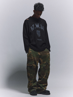 ANTIDOTE Hole Breaking Badge Printed Knit Sweater