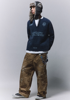 ANTIDOTE Imitation Mink Sports Print Knit Sweater