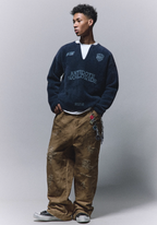 ANTIDOTE Imitation Mink Sports Print Knit Sweater