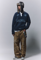 ANTIDOTE Imitation Mink Sports Print Knit Sweater