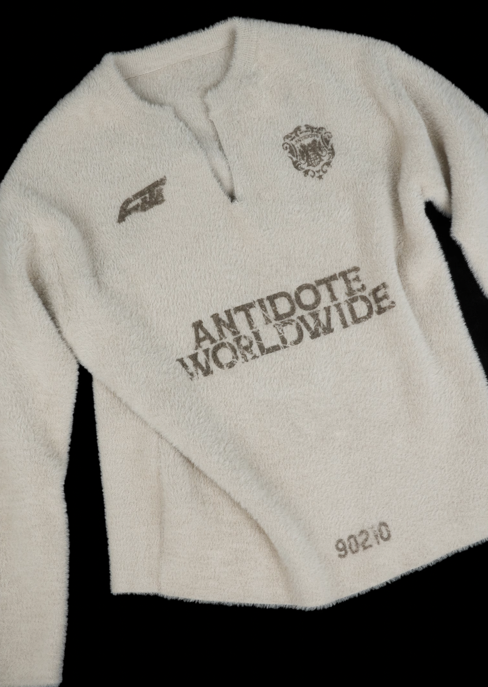 ANTIDOTE Imitation Mink Sports Print Knit Sweater
