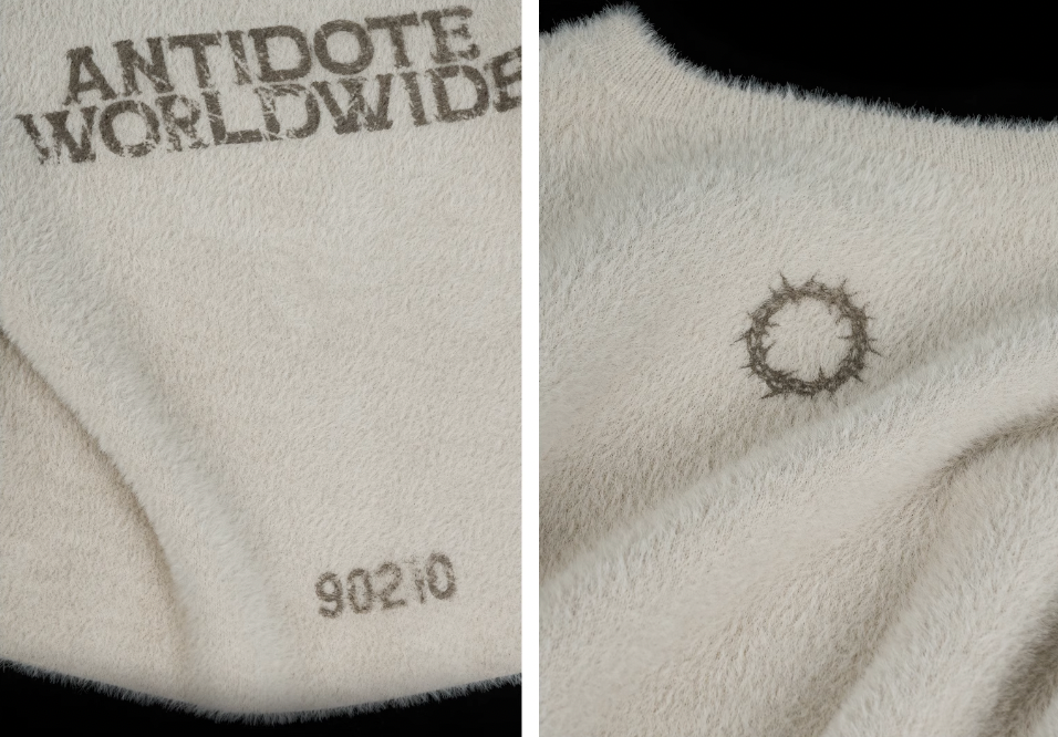 ANTIDOTE Imitation Mink Sports Print Knit Sweater
