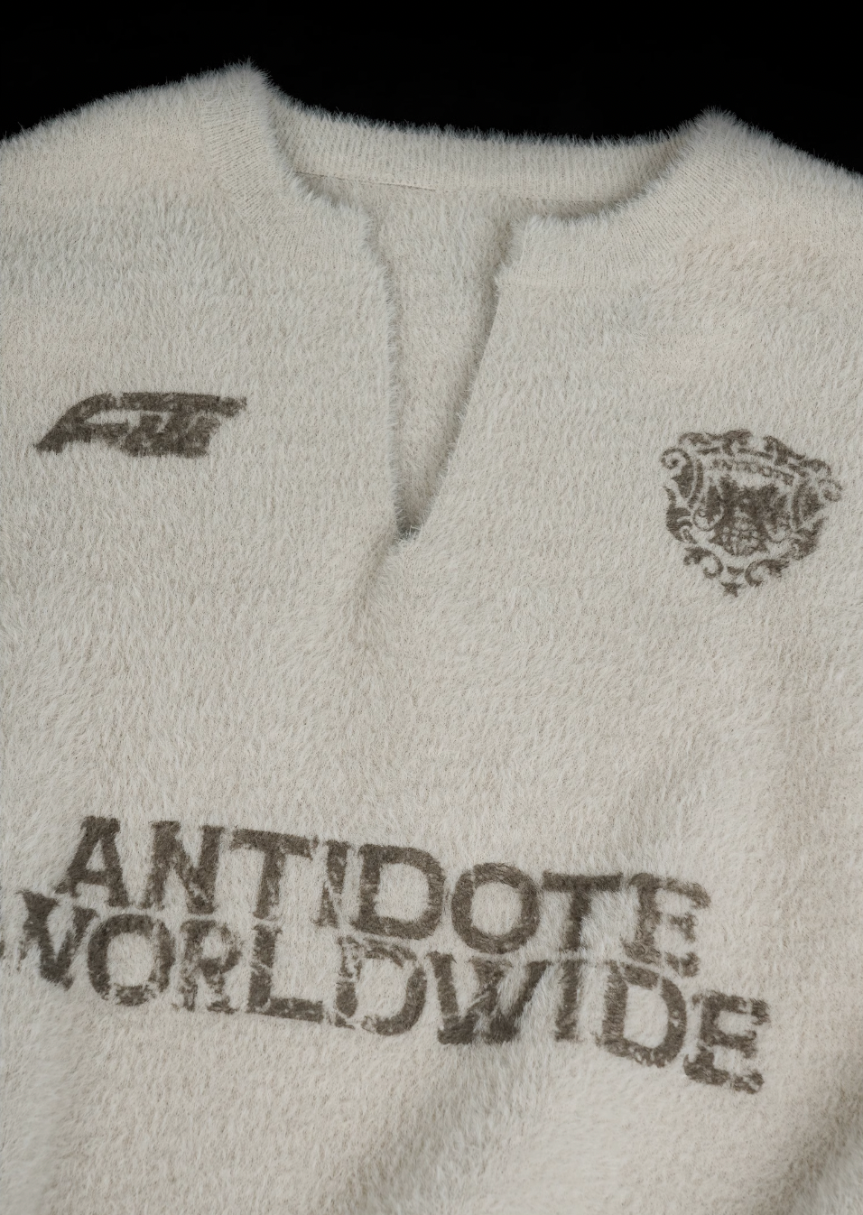 ANTIDOTE Imitation Mink Sports Print Knit Sweater