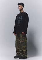 ANTIDOTE Camouflage Washed Hole Baggy Cargo Pants