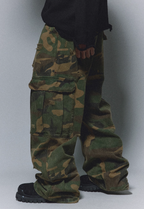 ANTIDOTE Camouflage Washed Hole Baggy Cargo Pants