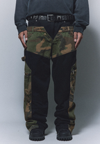ANTIDOTE Camouflage Canvas Patchwork Baggy Pants