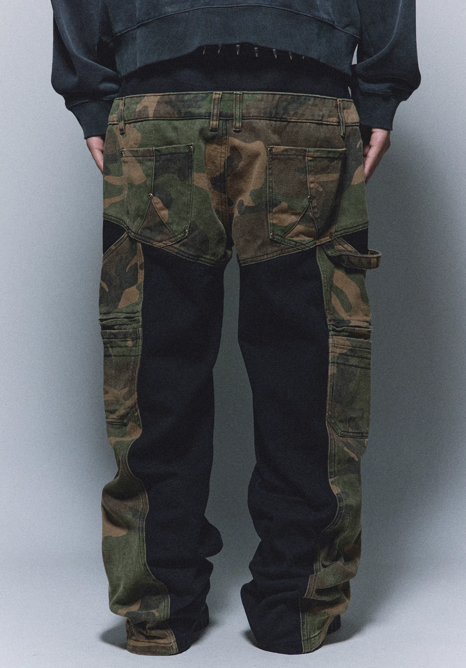 ANTIDOTE Camouflage Canvas Patchwork Baggy Pants