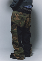 ANTIDOTE Camouflage Canvas Patchwork Baggy Pants