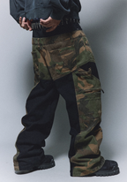 ANTIDOTE Camouflage Canvas Patchwork Baggy Pants