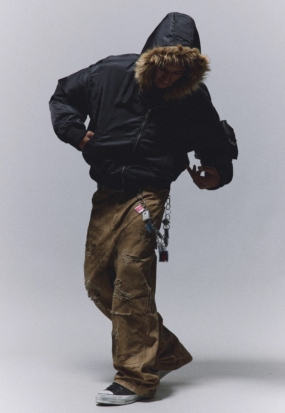 ANTIDOTE Heavy Damage Studded Double Knee Pants