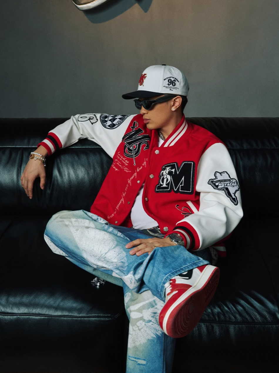 MEDM x STK Patch Embroidery Varsity Jacket