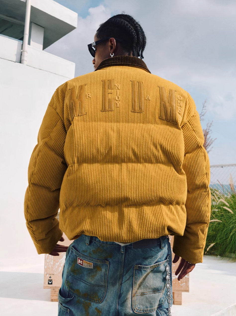MEDM Corduroy Lapel Color Blocking Down Jacket
