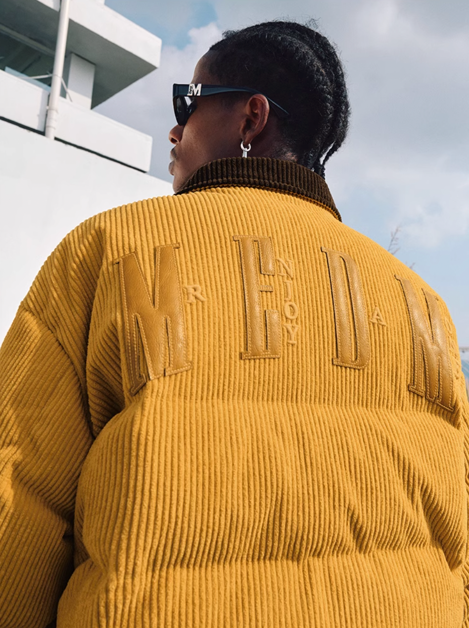 MEDM Corduroy Lapel Color Blocking Down Jacket
