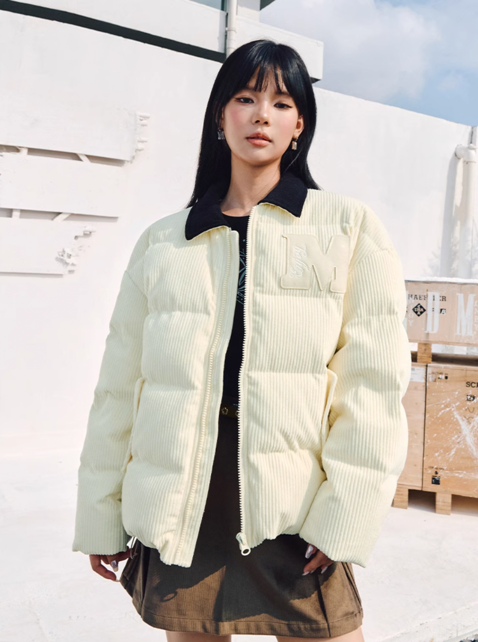 MEDM Corduroy Lapel Color Blocking Down Jacket
