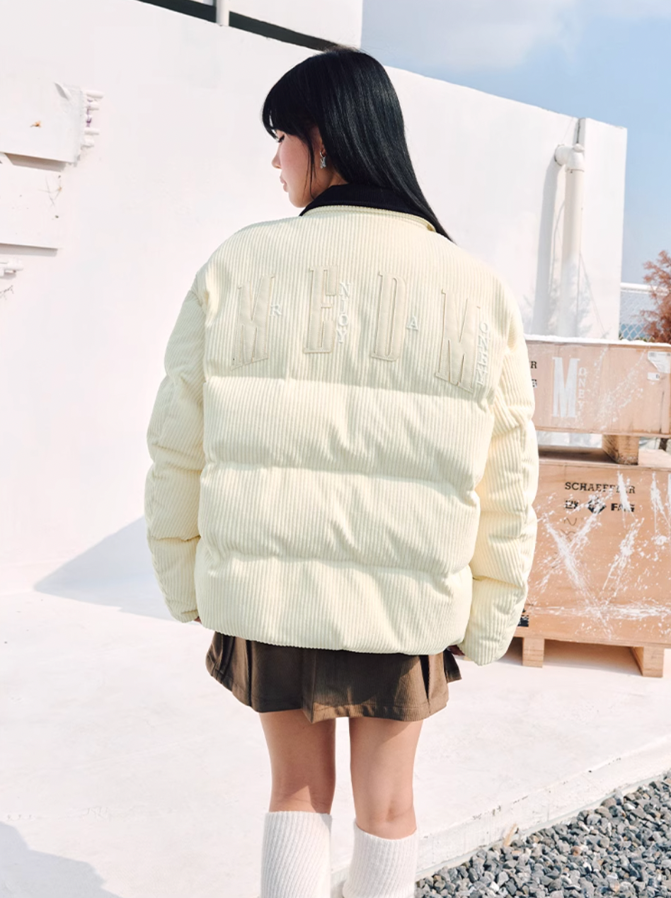 MEDM Corduroy Lapel Color Blocking Down Jacket