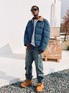 MEDM Corduroy Lapel Color Blocking Down Jacket