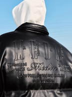MEDM Embossed LOGO Leather Down Jacket