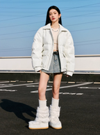 MEDM Embossed LOGO Leather Down Jacket