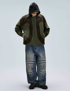 F2CE Deconstructed Stitching Contrast Color Rider Jacket