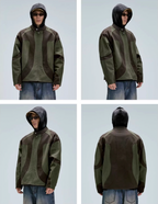 F2CE Deconstructed Stitching Contrast Color Rider Jacket