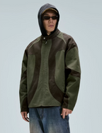 F2CE Deconstructed Stitching Contrast Color Rider Jacket