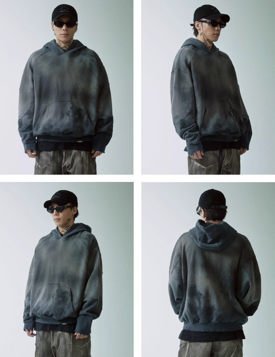 F2CE Handmade Gradient Spray Dye Destruction Hoodie