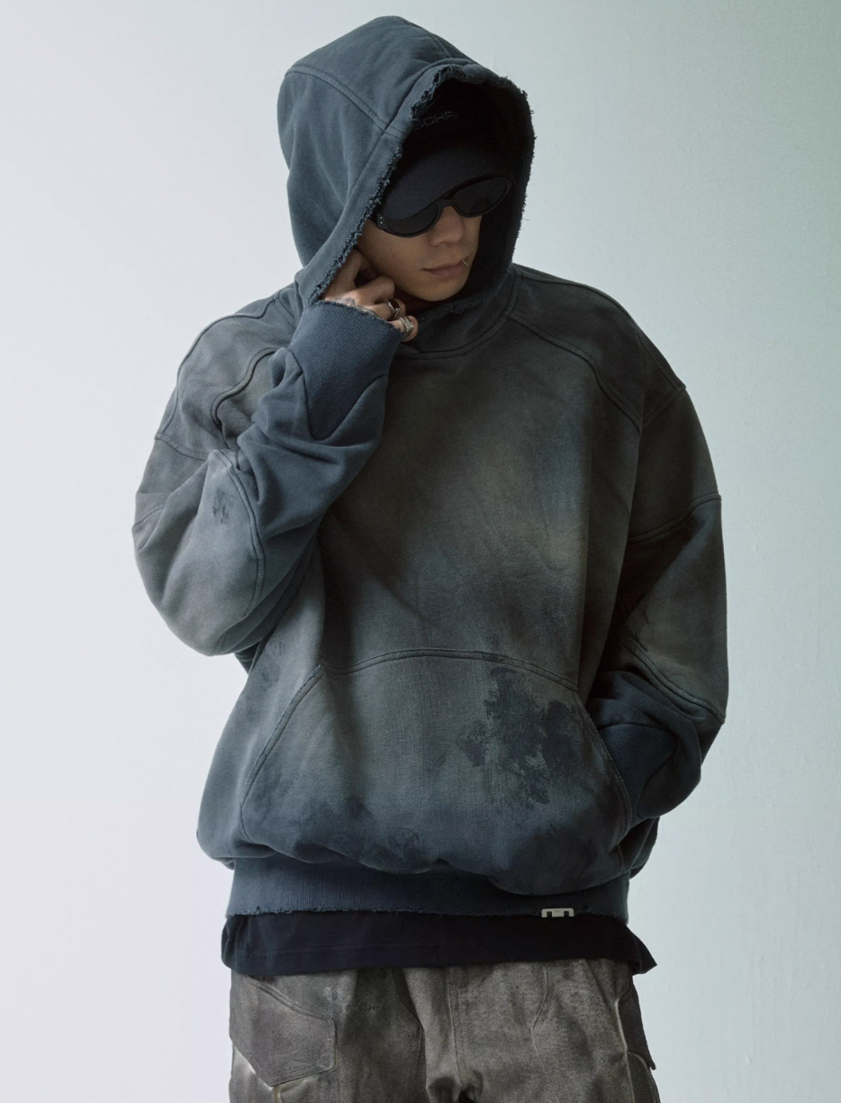F2CE Handmade Gradient Spray Dye Destruction Hoodie
