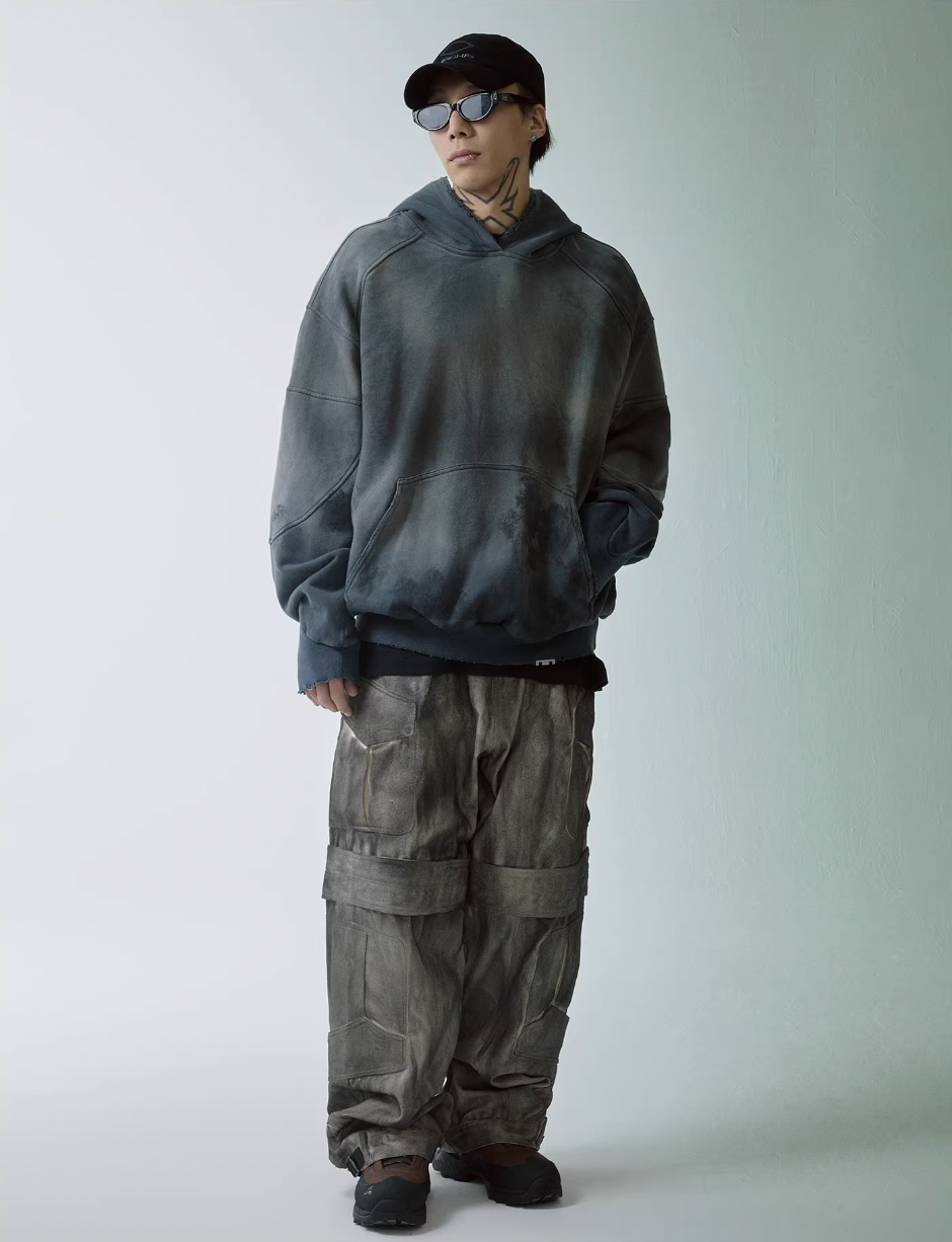 F2CE Handmade Gradient Spray Dye Destruction Hoodie